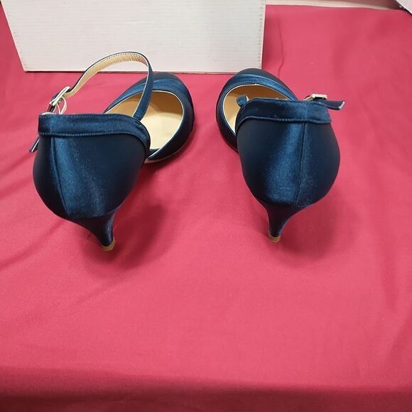 ERIJUNOR Women SZ 9 Blue Low Heel Closed-Toe Ankle Strap Bridal Wedding . - Picture 7 of 12